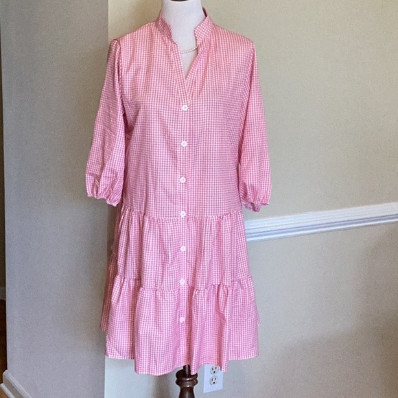 Source Unknown Dresses & Skirts - Pink Gingham Button-Up Dress